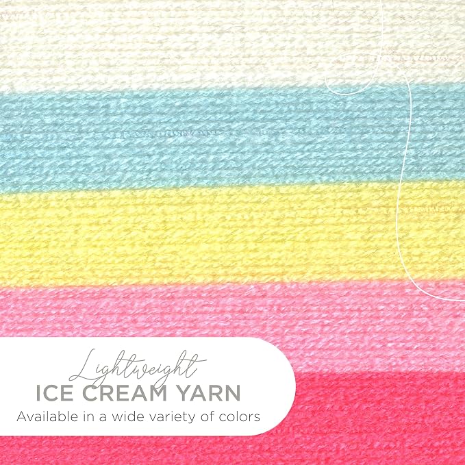 Lion Brand Yarn, Ice Cream Crochet Yarn, Tutti Frutti, Multicolor, 3 Pack