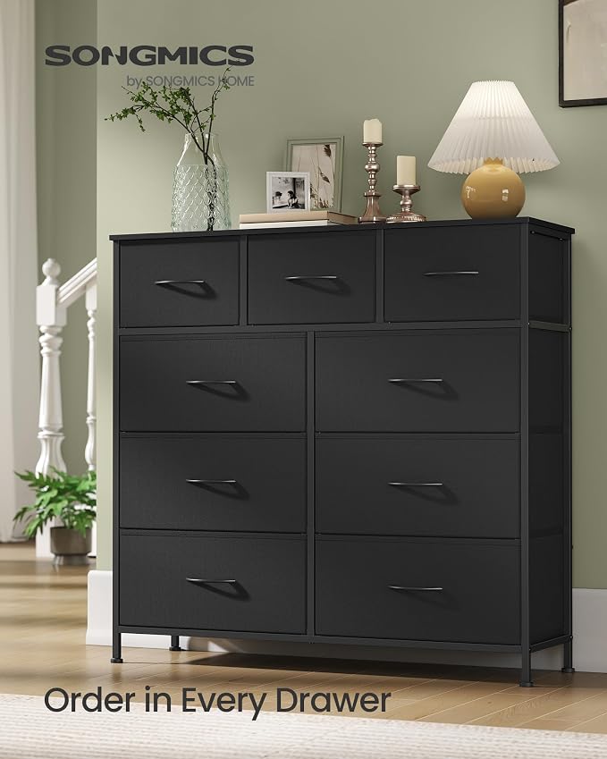 SONGMICS Dresser for Bedroom, Wide Dresser with 9 Fabric Drawers