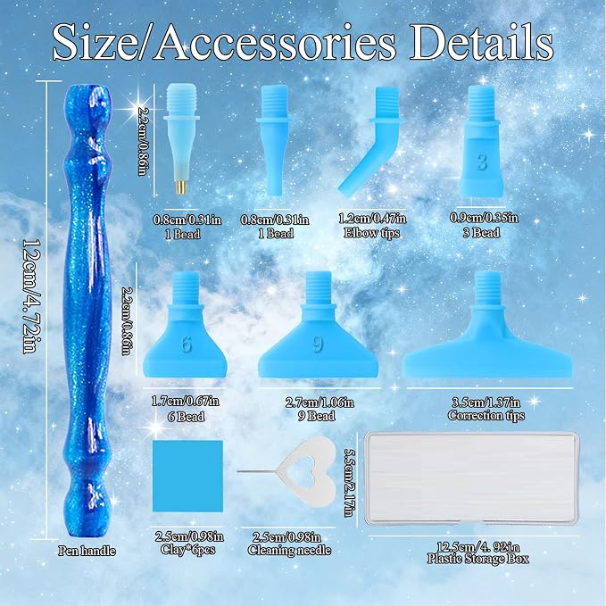 ZYNYXY 16PCS Ergonomic Diamond Art Pens Kits, Resin Diamond Painting Pen with Multifunctional Plastic Screw Thread Tips for 5D Diamond Painting (Starry Blue A)