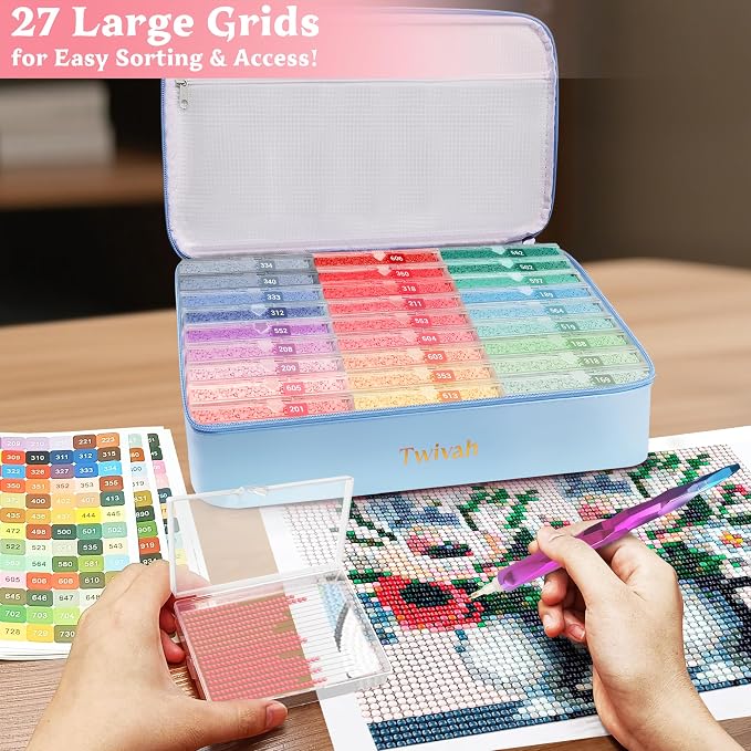 twivah 27PC Diamond Art Storage Containers, Diamond Painting Trays with Lid