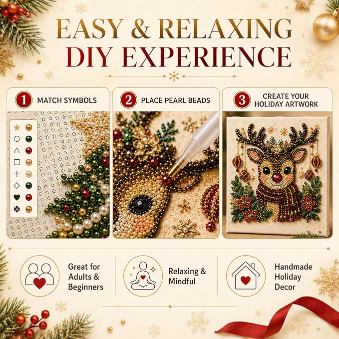 LJSCQF DIY Christmas Pearl Diamond Painting Art Kit with Frame, Home Wall Decor Art Craft Kit, Holiday Christmas Wall Decor, Handmade Home Decoration Gift (Wings, 7.8x7.8in)