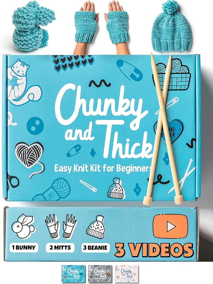 Complete Knitting Kit for Beginners - Learn to Knit Kit with Knitting Accessories Like Thick Beginner Yarn, Bamboo Needles for Beginners & More - Includes Video Tutorials & Written Guide