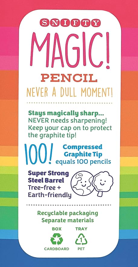 SNIFTY Magic Pencil - Compressed graphite tip equals 100 pencils - white barrel + matching chunky eraser