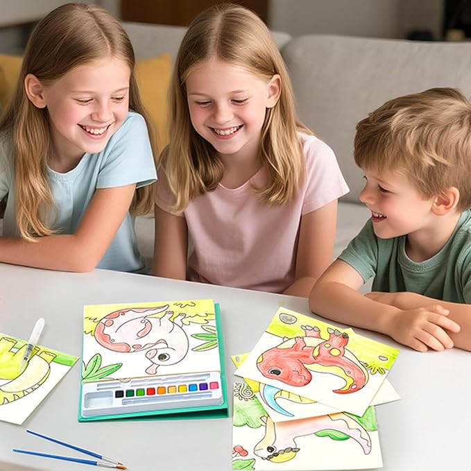 Paint with Water Coloring Books for Kids - Water Coloring Painting Book for Toddlers, 24Pages Drawing Activity Dinosaur No Mess Art for Kid Ages 3-8, Arts Crafts Activities Holiday Gift for Girls Boys