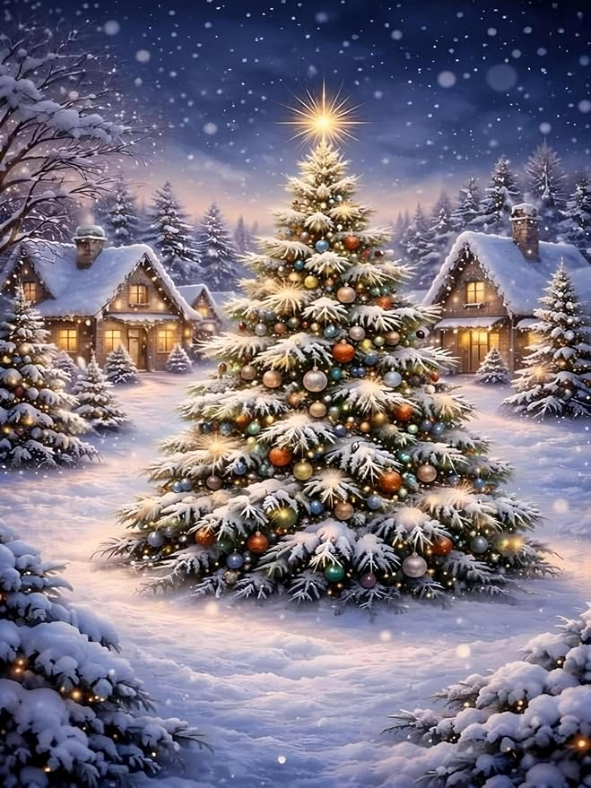 HHMATITS Christmas Tree Diamond Art Kits for Adults 12x16 Inch