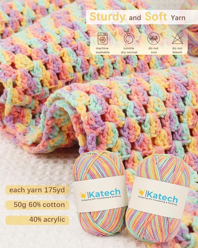 Katech Crochet Kit for Beginners w/Step-by-Step Instruction for Hat, Scarf
