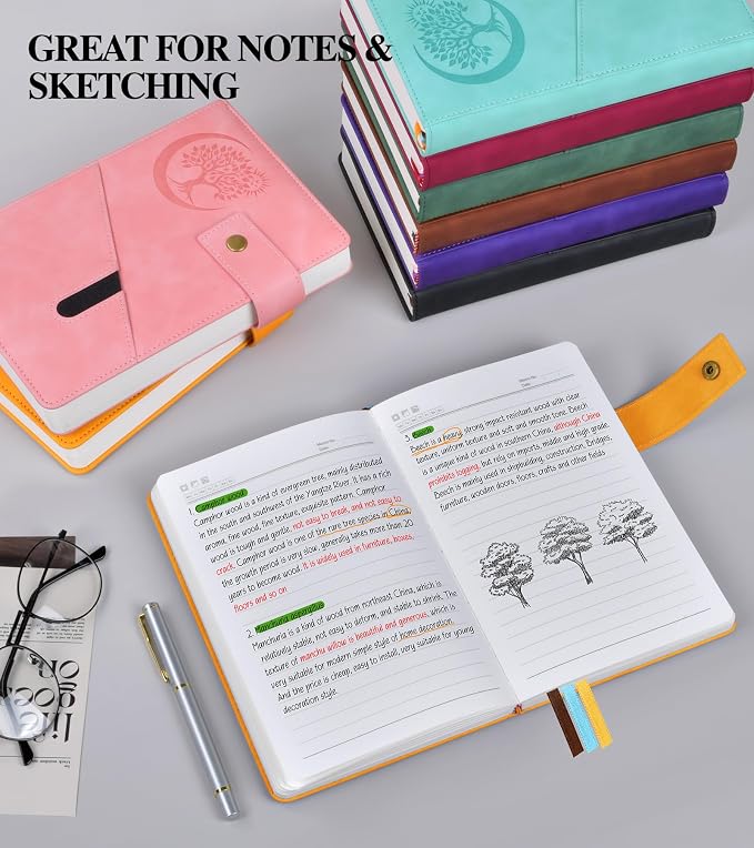 PAIBAS Lined Journal Notebook for Men, A5 Leather Journals for Writing Women, Hardcover Notebooks for Work,School,Note Taking,Travel,Business,Personal daily Diary,200 Page College Ruled (5.9" x 8.4")