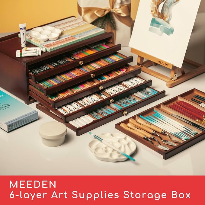 MEEDEN Art Supply Storage Box: 6 Drawers Pencil Organizer Craft Storage