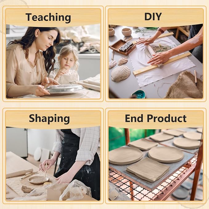 Sasylvia 10 Pcs Clay Pottery Rolling Pin Guides,5 Size Lengthen,Wood Color | Wooden, Teaching Rolling Mud Stick Guide, Polymer Clay Depth Thickness Guide, Pottery Mudboard Tool