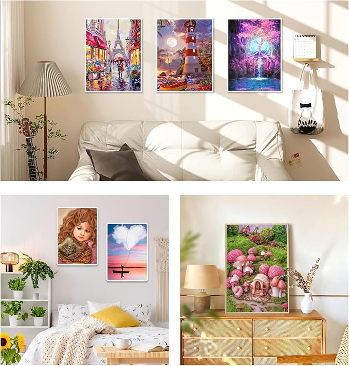 AiYuanzsh 12 Pack Diamond Painting Kits, 50 Pictures Scenery 12, DIY Paint with Diamonds Art Crystal Rhinestone Round Drill Diamond Painting Kit Cross Stitch for Home Wall Craft Decor