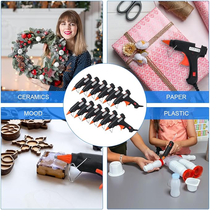 Zhengmy 12 Pcs Mini Hot Glue Guns 20W Low Temp Burn Protection,Black