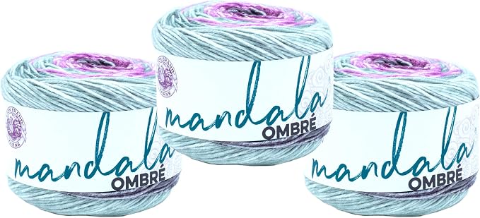 Lion Brand Yarn, Mandala Ombré Yarn, Joy, Purple Multicolor, 3 Pack | Variegated Yarn for Crochet, Knit, Crafts, Soft, Acrylic Fiber for Blankets, Worsted Weight Sweaters, Colorful Shawls