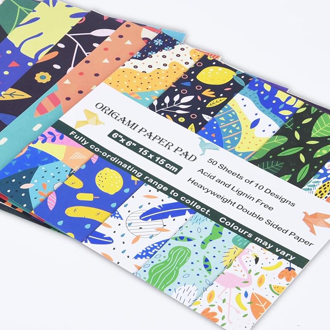 Origami Paper Kit 100 Sheets, 6x6 Inch Double Sided 40 Vivid Colored Paper | 70GSM Colorful Paper,40 Different Pattern Origami Kit,DIY Hand Crafts,Arts Creativity,Easy to Fold,No-Fading.Monet Fresh