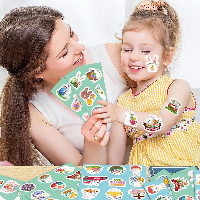 OHOME Easter Stickers for Kids - 240 PCS Easter Basket Stuffers for Boys Girls Teens Adults | Vinyl Egg Bunny Gifts Decorations Toys - Kids Easter Games Crafts Activities Party Favors