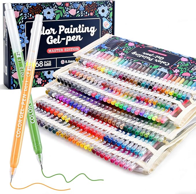168Pcs Colored Gel Pens, 162 Colors 0.6mm Fine Point Gel Pens Colored Set for Adult Coloring Books, Journal Pen Markers for Coloring, Journaling Supplies, Writing Drawing Note Taking Office Home