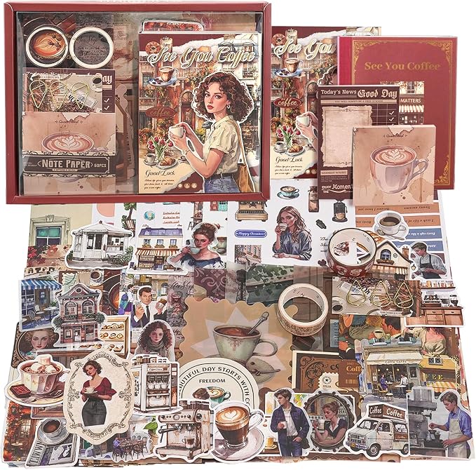 Holiday Scrapbooking Supplies Kit, A6 Notebook, Vintage Junk Journaling Kit