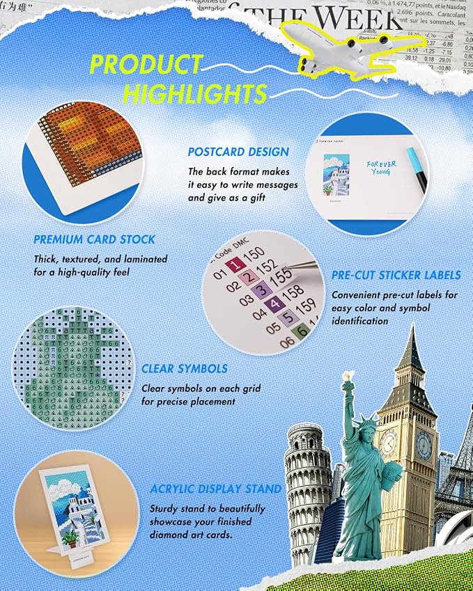 forever young Minigem World-Famous Landmark Diamond Art Kits, 5x7 Inch Card