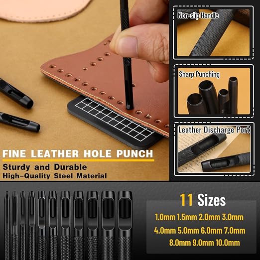 Leather Hole Punch, Leather Stitching Punch, 4mm 1/2/4/6 Stitching Tools