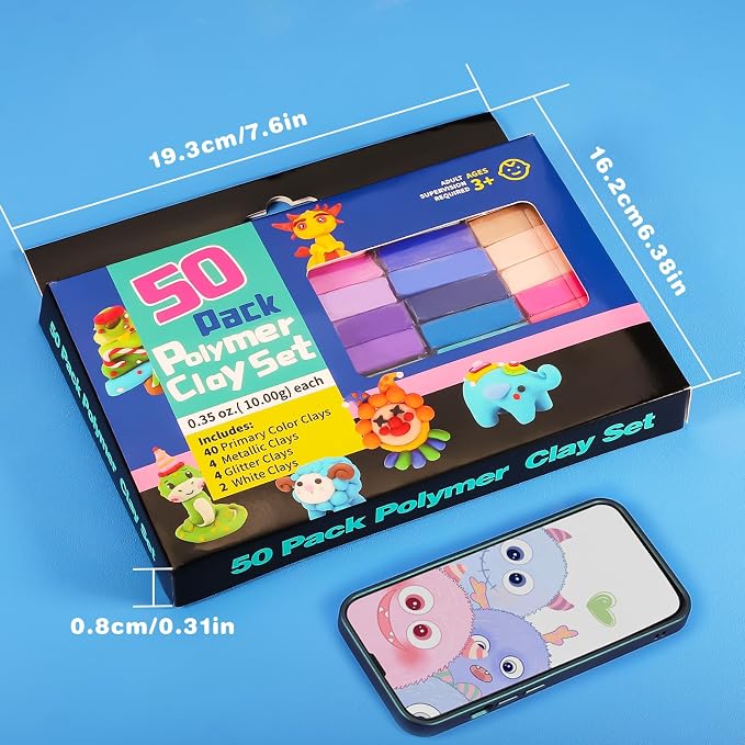 CiaraQ Polymer Clay Kit, Mini Modeling Clay Set | for Kids/Beginners/ Artist, 48 colors