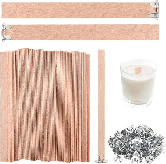120 Pcs Thickened Wood Candle Wicks, 5.1 X 0.5 X 0.06 Inches Naturally Smokeless Wood Wicks for Candle Making. (60 Candle Sets)