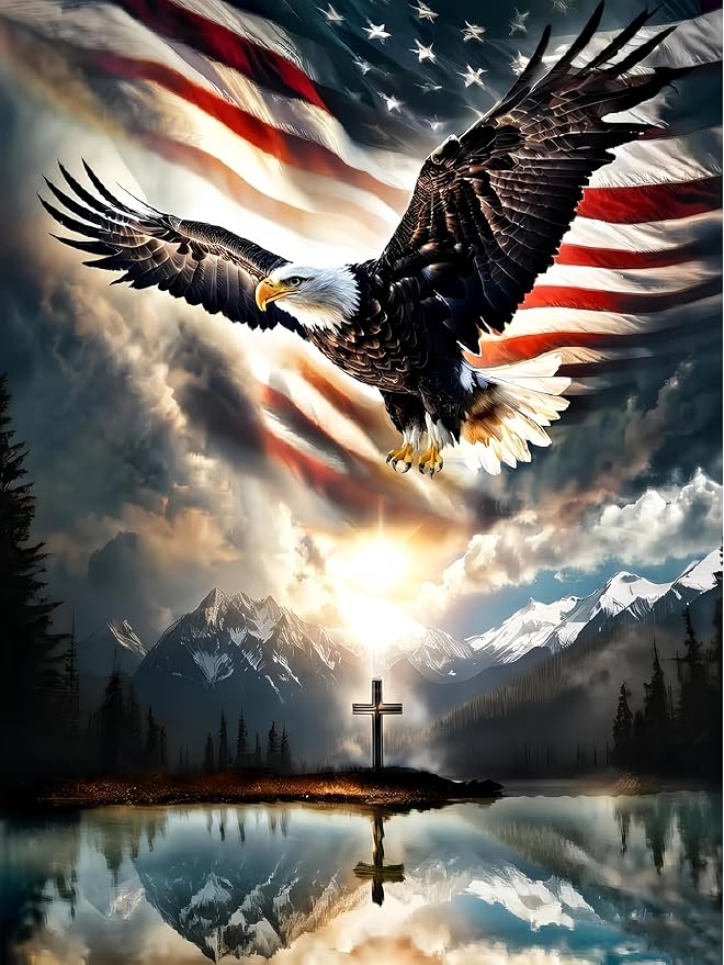 Diamond Art Kits for Adults,US Flag EagleDiamond Painting Kit,11.8X15.8inch | 5D DIY Full Drill Paint by Diamonds Dot Gem Art Painting Kits,for Home Wall Decor Beginners