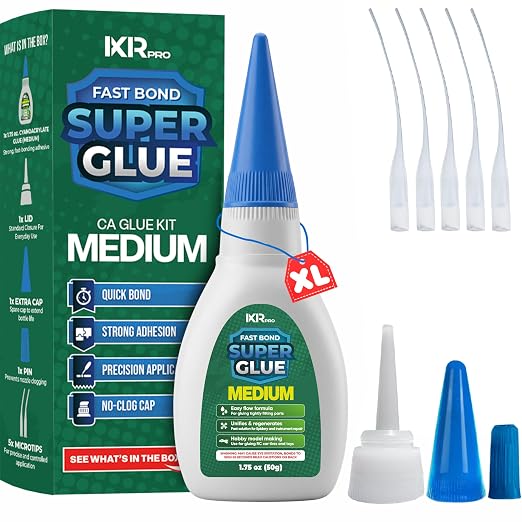 Medium CA Glue, Super Glue, Cyanoacrylate Adhesive, 3 Pcs 1.75oz Repair kit