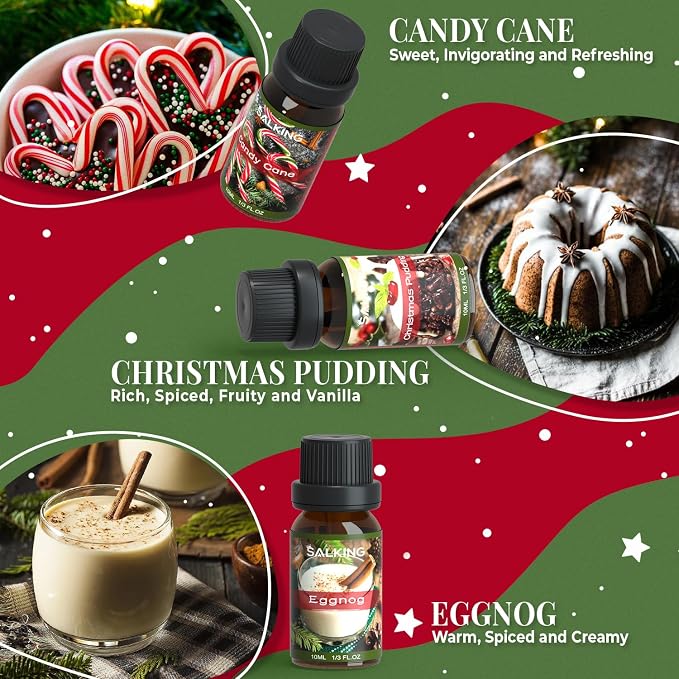 SALKING Christmas Fragrance Oils, Essential Oils Set for Diffuser for Home