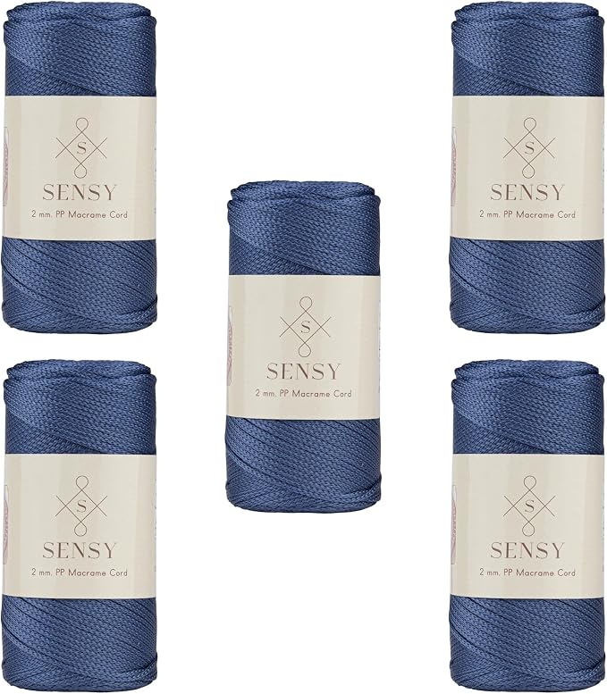 S Sensy 2mm - Premium Polypropylene Macrame Cord, 5 Skein Denim, 252 Yards