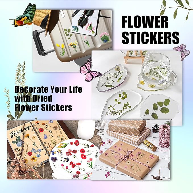Arme Scrapbook Flower Stickers Floral Stickers(590 PCS, 48 Sheets)