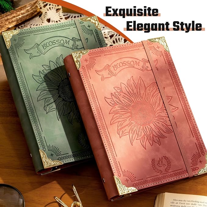 Ovesmusl Sunflower PU Leather A5 Binder 6 Ring Refillable Journal Cover