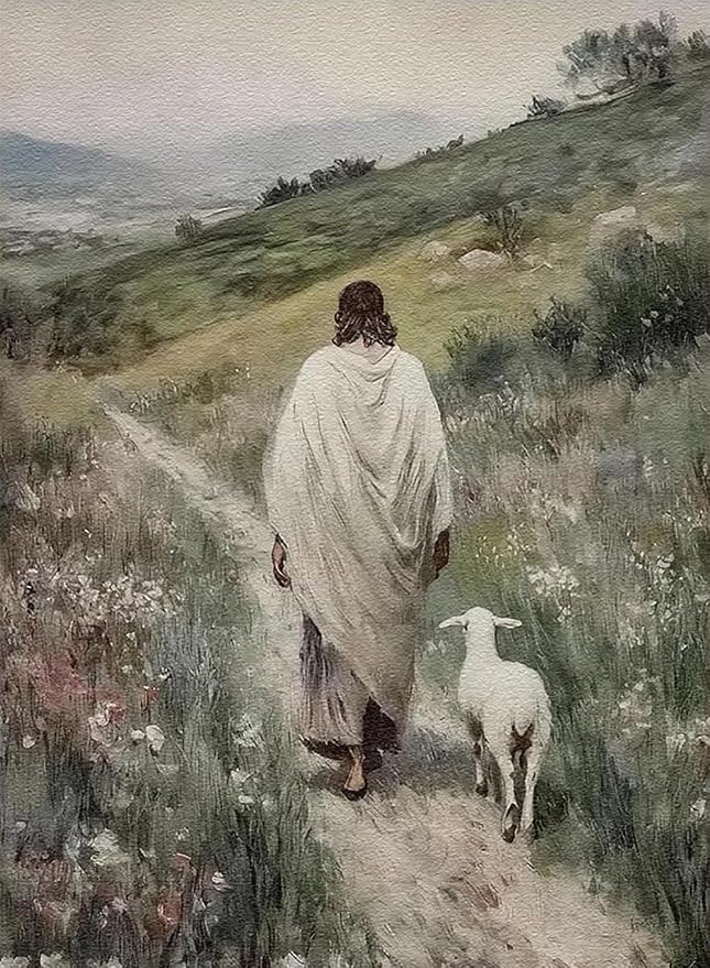 Jesus and Lamb Paint by Numbers Kit for Adults Beginner (Without Frame) | Paint by Number Kits on Canvas DIY Acrylic Oil Easy Painting by Numbers for Home Wall Decor Gift12X16 in