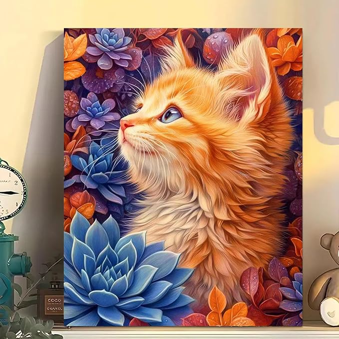Arttoplus Cat Paint by Numbers Kit for Adults Beginner 16x20 inch | Animal Adult Paint by Number Kits on Canvas, DIY Acrylic Oil Painting by Numbers for Gift Home Wall Decor (Without Frame)