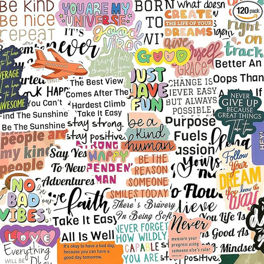120pcs Inspirational Stickers for Office Supplies, Motivational Scrapbook Stickers for Journaling Supplies Vision Board Water Bottle Laptop, Inspirational Gifts for Women Teachers Adults