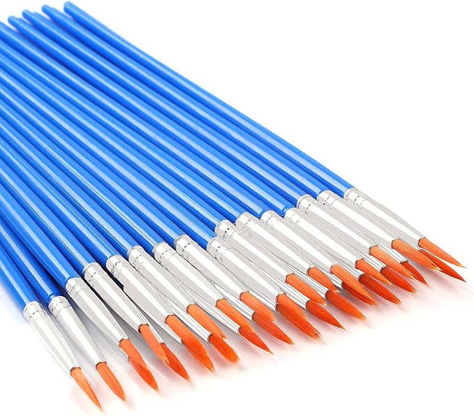 30 Pcs Round Paint Brushes, Small Brush Bulk for Miniature Detail Painting | Nylon Bristles Plastic Short Handle, Art Crafts School Projects, Flat Detail Painting, Crafts Face Painting