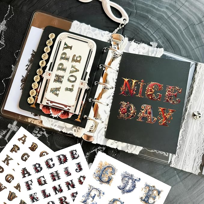 Alphabet Number Vinyl Stickers 50Sheets for Scrapbook Junk Journal Supplies