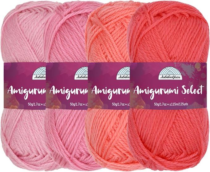 JubileeYarn Amigurumi Select Yarn - DK Acrylic - Shades of Pink - 4 Skeins