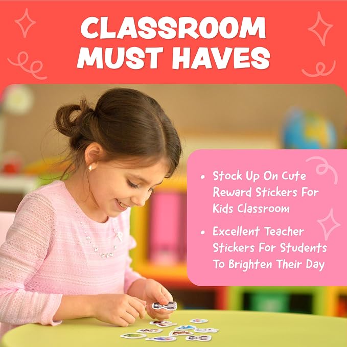 Cute Stickers for Kids Classroom Decor - 108pc Kawaii Water Bottle Stickers for Teens - Waterproof Vinyl Teacher Reward Stickers for Water Bottles - Back to School Supplies - Classroom Must Haves