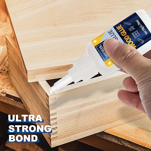 Meuvcol Extra Strong Wood Glue, 100g Fast Drying Clear Wood Adhesive for DIY Crafts, Heavy Duty Furniture Repair & Garden Projects