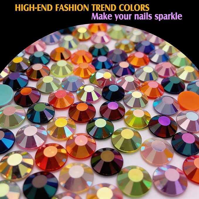 Artdone 60000Pcs Resin Rhinestones 3mm Jelly AB 40Colors Bedazzling Kit | Glitter DIY, Multicolor Crystal Diamond Pearls with 3Pcs 10ml B7000 Jewelry Glue for Bedazzled Nail Art Supplies Decoration