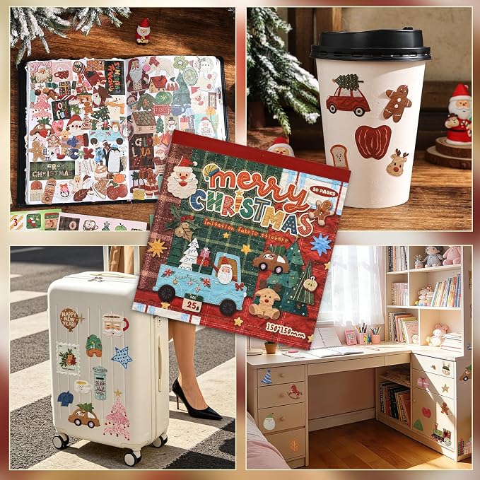 30 Sheets 670+ Paper Christmas Stickers Book for Planners, Calendars