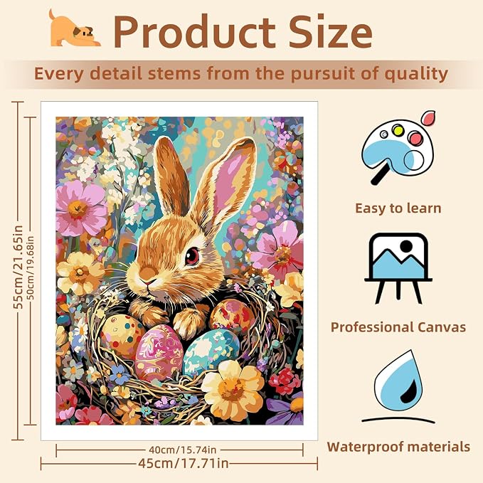 Reivworl Easter Paint by Numbers Kit for Adults Beginner 16×20 inch