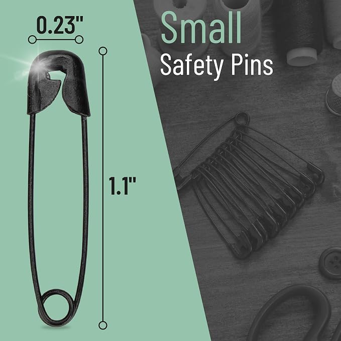 Mr. Pen- Small Safety Pins, 1.1 Inch, 1000 Pack, Black, Nickel Plated Steel