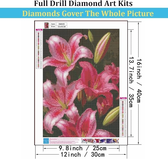 Mosaflare Lily Flower 5D Diamond Painting Kits for Adults 12x16 Inch | Diamond Art for Beginners, DIY Full Round Drill Paint by Diamonds Dot Gem Art for Adult, Home Wall Decor