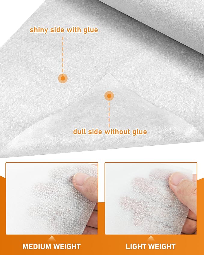 PLANTIONAL11.6"x30yd Medium Weight Non-Woven Fusible Interfacing for Sewing | Available in Black and White; Fusible Interfacing Fabric for Sewing ; Single-Sided Interfacing for DIY Crafts & Clothing