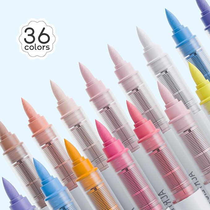 languo 36 Colors Acrylic Paint Markers, Brush Tip, Direct Liquid Ink
