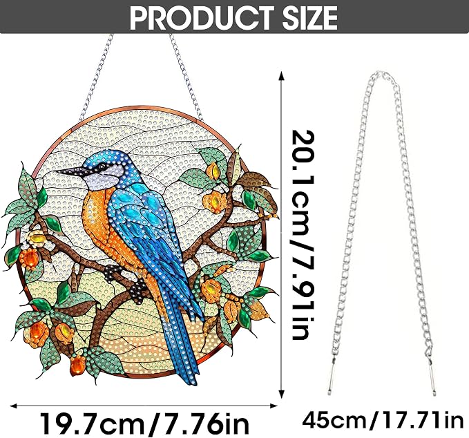 SKRYUIE Bird Hanging Pearl Diamond Art Kits for Adults Suncatcher A52 | Special Shaped Crystal DIY Hanging Diamond Painting Kit, Gift for Mother Spring Summer Window Wreath Decor 7.91 x 7.76 Inch