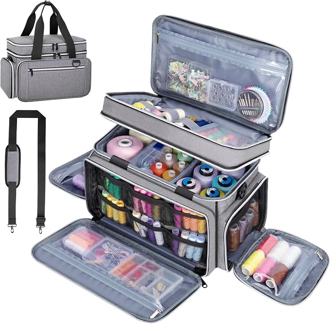 Anitor Sewing Supplies Organizer, Double Layer Sewing Storage Organizer