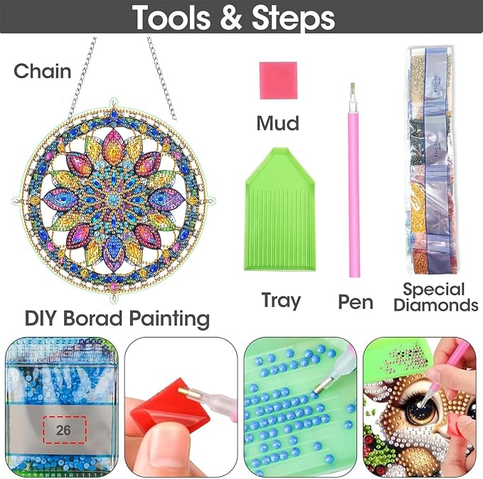 SKRYUIE Flower Hanging Pearl Diamond Art Kits for Adults Suncatcher A29