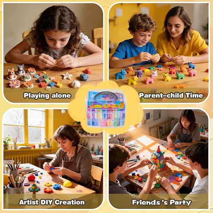 Ixiaoyoo 51 Colors Polymer Clay, Oven Bake DIY Modeling Clay for Kids | Easy to Shape, Non-Sticky, Model Clay Toys with Sculpting Tools, Art Supply for School Project, Home Decor, Gift for Artists