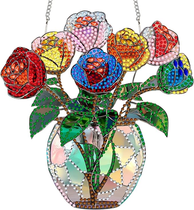 SKRYUIE Flower Hanging Pearl Diamond Art Kits for Adults Suncatcher A11